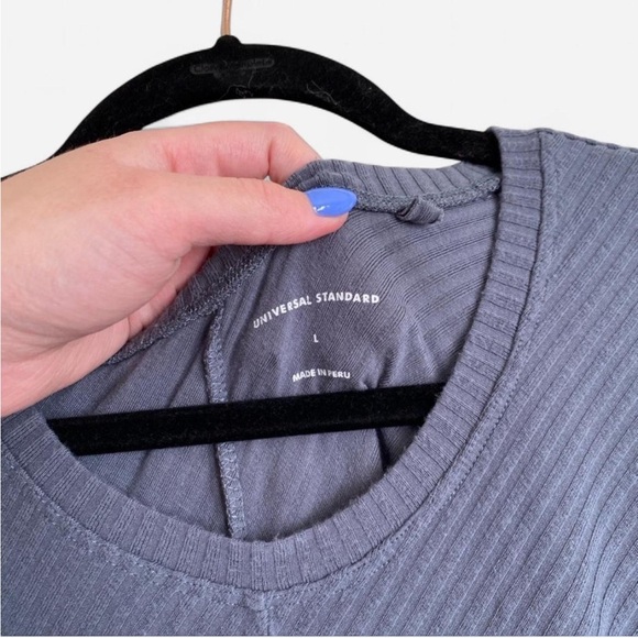 Universal Standard Blue Gray Midi T Shirt Dress, Size Large (22/24) - Picture 3 of 4